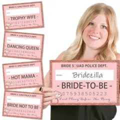 Big Dot of Happiness Bride Squad - Rose Gold Bridal Shower or Bachelorette Party Mug Shots - Photo Booth Props Mugshot Signs - 20 Count