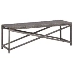 vidaXL Outdoor Patio Bench Outdoor Garden Bench with Steel Frame Poly Rattan - Gray 47.2"