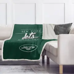 NFL New York Jets Legacy Script Sherpa Flannel Fleece Blanket