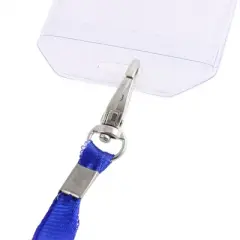 Unique Bargains Office Vertical ID Card Badge Holder with Blue Nylon Neck Strap 85 x 55mm