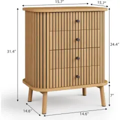 4 Drawer Dressers, Chest of Drawers for Bedroom, Nightstand, Spacious Storage Boho Wicker Dresser