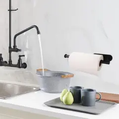 Wall Mount Kitchen Paper Towel Holder Rolls Bulk-Self-Adhesive Under Cabinet In Matte Black