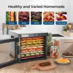 YASHE 9-Tray Stainless Steel Food Dehydrator, 1000W, Adjustable Timer & Temp, Recipes Included for Meat, Fruits, Herbs