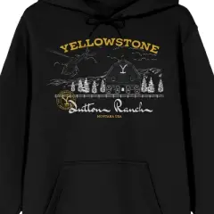 Yellowstone Dutton Ranch Forest Composition Chest Art Men's Black Sweatshirt