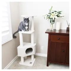 Majestic Pet Bungalow Sherpa Activity Center Cat Scratcher -  Cream - 52"