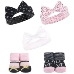 Hudson Baby Infant Girl 10Pc Headband and Socks Set, Love, 0-9 Months