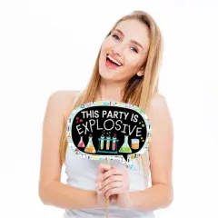 Big Dot of Happiness Funny Scientist Lab - Mad Science Baby Shower or Birthday Party Photo Booth Props Kit - 10 Piece