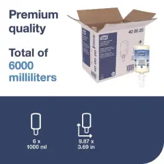 Tork Odor-Control Hand Soap Liquid S4 Refill, Perfume-Free, 1 L, 6/Carton