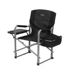 Kamp-Rite CC119 Heavy Duty Aluminum Director's Camping Chair with Cooler and Side Table, Black (2 Pack)