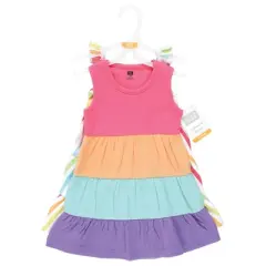 Hudson Baby Girl Cotton Dresses, Rainbow Stripe