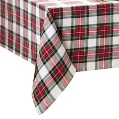 Elrene Christmas Classic Holiday Plaid Cotton Tablecloth - Elrene Home Fashions