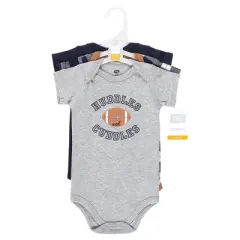 Hudson Baby Infant Boy Cotton Bodysuits, Football Huddles 3-Pack