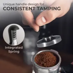 Kaffe 51mm Espresso Coffee Tamper with Spring: Chromed Steel, Black, Espresso Accessories, Lifetime Warranty