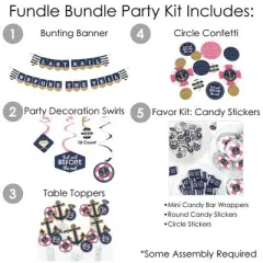 Big Dot of Happiness Last Sail Before The Veil - Nautical Bachelorette and Bridal Shower Supplies - Banner Decoration Kit - Fundle Bundle