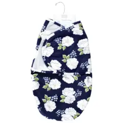 Hudson Baby Infant Girl Plush Faux Fur Swaddle Wrap, White Peonies, 0-3 Months