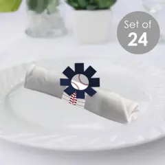 Big Dot of Happiness Batter Up - Baseball - Baby Shower or Birthday Party Paper Napkin Holder - Napkin Rings - Set of 24