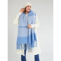 Shiraleah Light Blue Plaid Sparrow Scarf