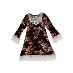 Girls Cranberry Dreams Floral Crochet Dress - Mia Belle Girls