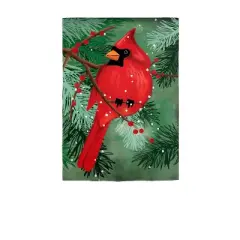 Evergreen Garden Flag Cardinal in Pines Applique Double Sided Indoor Outdoor Decor 18" x 12.5"