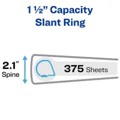 Avery 11" x 17" Heavy-Duty View Binders Slant Rings 1 1/2" Cap White 72125