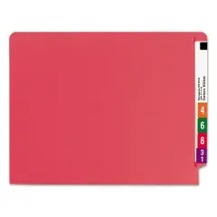 Smead Heavyweight Colored End Tab Fastener Folders, 0.75" Expansion, 2 Fasteners, Letter Size, Red Exterior, 50/Box