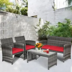 Tangkula 8-Piece Outdoor Patio Furniture Set Rattan Wicker Conversation Sofa Set