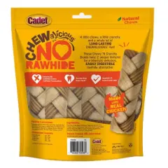 Cadet Chewalicious Chewy N Crunchy Rawhide-Free Chicken Flavored Braided Dog Treats - Medium - 16oz/7ct