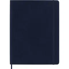 Moleskine XL Ruled Soft Notebook Sapphire Blue: Polyurethane Journal, Lined Paper, 7.5x9.75", 192 Pages, Sewn Binding