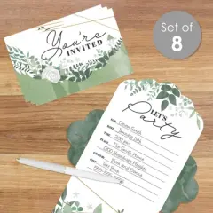 Big Dot of Happiness Boho Botanical - Fill-In Cards - Greenery Party Fold and Send Invitations - Set of 8