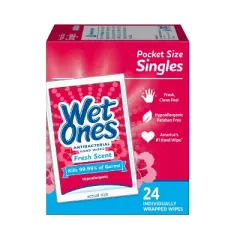 Wet Ones Antibacterial Hand Wipes Singles - Fresh Scent - 24ct