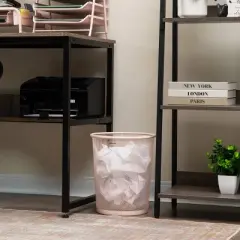 Mind Reader 16.65L Round Waste Paper Basket Metal Mesh Pink