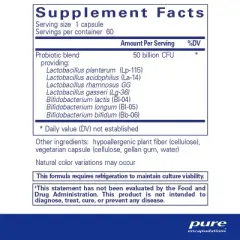 Pure Encapsulations Probiotic 50B - Digestive Health Probiotic - Immune Supplement* - Acid-Resistant Capsules - Gluten Free & Non-GMO - 60 Capsules