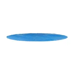 Bestway 14 Ft Round Above Ground Solar Heat Swimming Pool Floating Cover & FlowClear AquaScoop Extendable 64 In Mesh Skimmer Net for Pool Maintenance