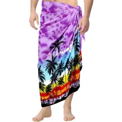 LA LEELA Men's Sarong Bath Hawaiian Pareo Wrap One Size Violet