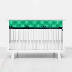 Bacati - Mix n Match Chevron/Dots Long Crib Rail Guard Cover Navy/Green