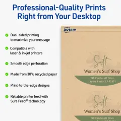 Avery Oval Business Cards, 2" x 3-1/2", Kraft Brown, 80 Total