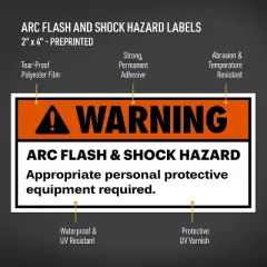 Avery Arc Flash/Shock Warning Labels, Waterproof, UV Resistant, Preprinted, 2" x 4", 50 Warning Decal Labels