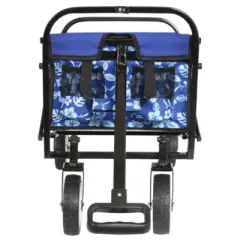 FURNIinspire Outdoor Serving Carts Colorful Collapsible Foldable Wagon Cart Beach Wagon Utility Wagon Grocery Cart 225lbs, Blue, 35.04"*22.44"*38.58"