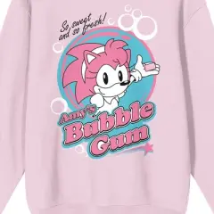Sonic The Hedgehog Amy's Bubblegum Logo Crew Neck Long Sleeve Cradle Pink Women's Sweatshirt