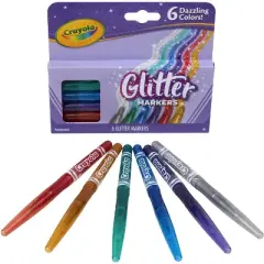 Crayola Glitter Markers, Assorted Colors, Set of 6