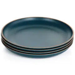 Gibson Home Rockabye 4 Piece Melamine Dinner Plate Set in Dark Teal