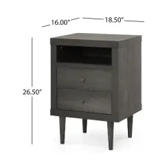NicBex 26.9" Mid-Century Modern Nightstand with Open Shelf,Wooden Night Stand with Drawers,Bedside Table for Bedroom,Living Room