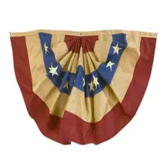 Briarwood Lane Burlap Patriotic Embroidered Bunting USA 72" x 36" Pleated Banner with Brass Grommets