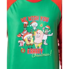 Nickelodeon Mens' SpongeBob SquarePants Krabby Christmas Pajama Set Red