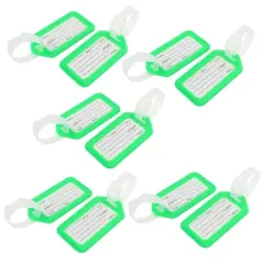 Unique Bargains Rectangle Design Plastic Bag Name Label Luggage Tag 10 Pcs Green White