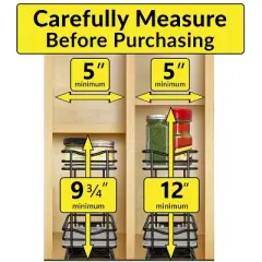 Lynk Professional Pull Out Sliding 2-Tier Spice Rack Cabinet Organizer Black: Powder-Coated Steel, Ball Bearing Glides