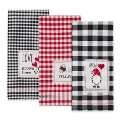 Design Imports Asst Valentines Checked Embellished Dishtowel Set/3