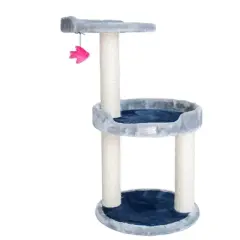 Armarkat 3-Level Real Wood Compact Cat Scratcher - Gray with Plush Perch