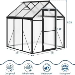 GustoWave  6&times;6 Ft Walk-In Greenhouse Ideal For Outdoor And Seasonal Garden Planting