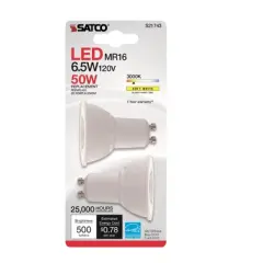 Satco - LED Bulb - MR16 - GU10 - 50 Watt Equivalence - Soft White - 2 Pack
